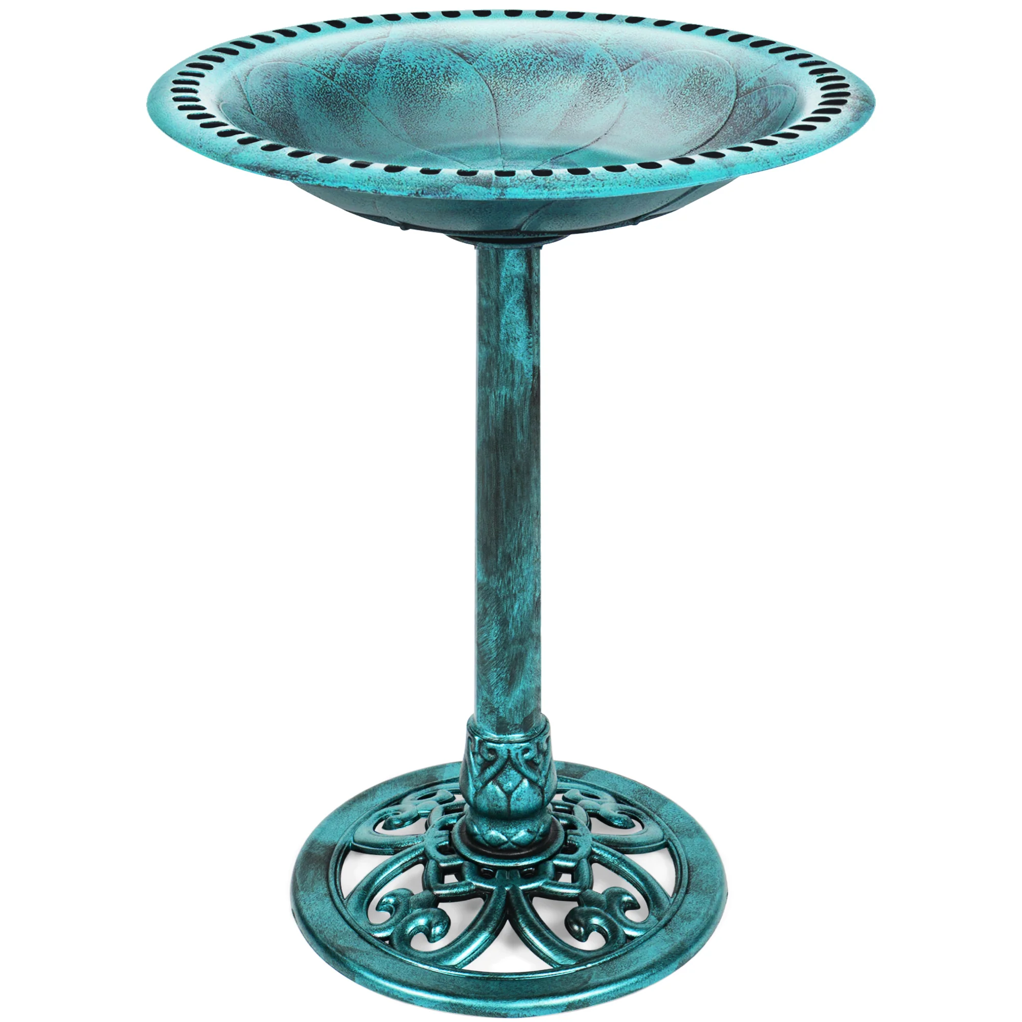 Vintage Outdoor Garden Bird Bath w/ Fleur-de-Lis Accents - Image 9