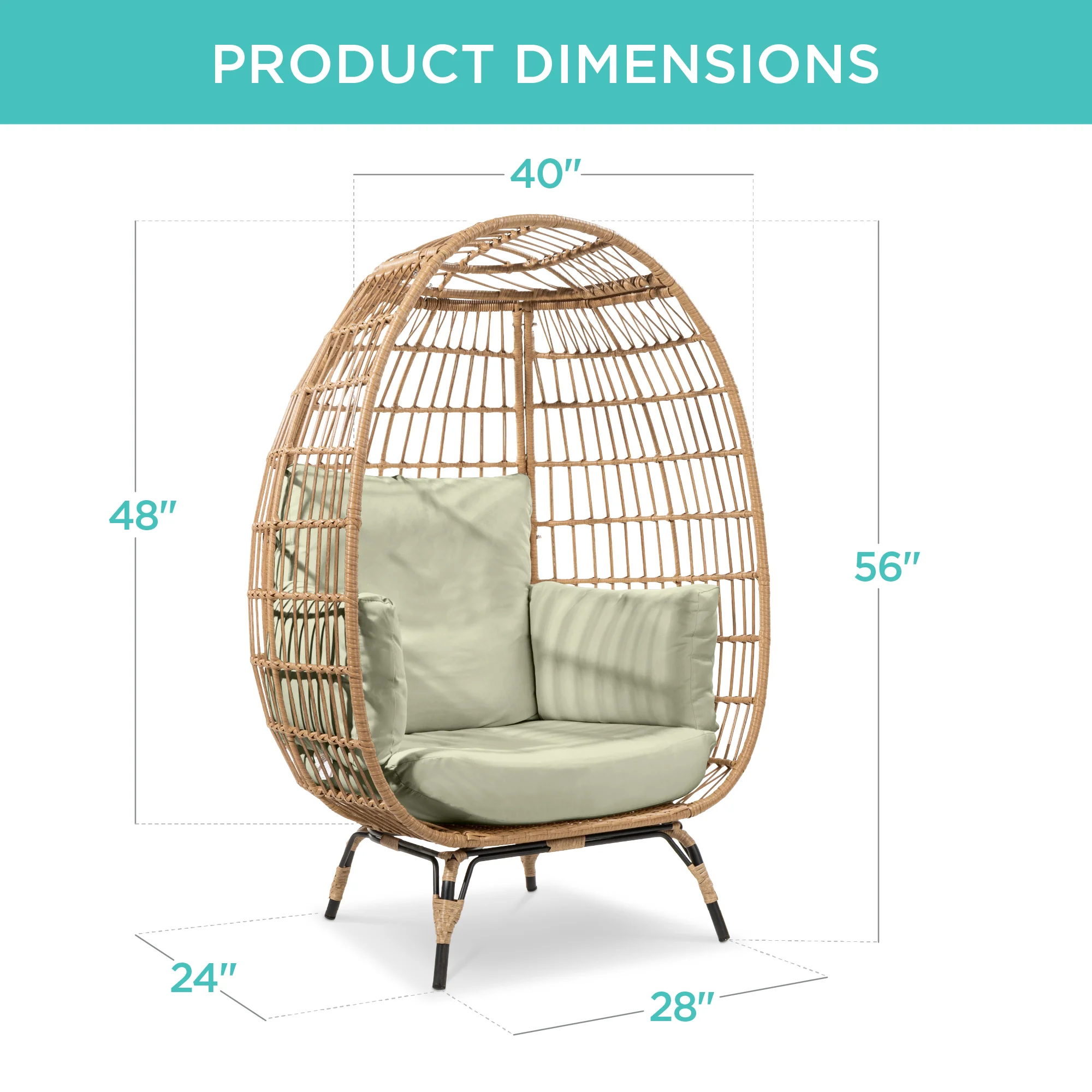 Wicker Egg Chair Oversized Indoor Outdoor Patio Lounger - Image 14