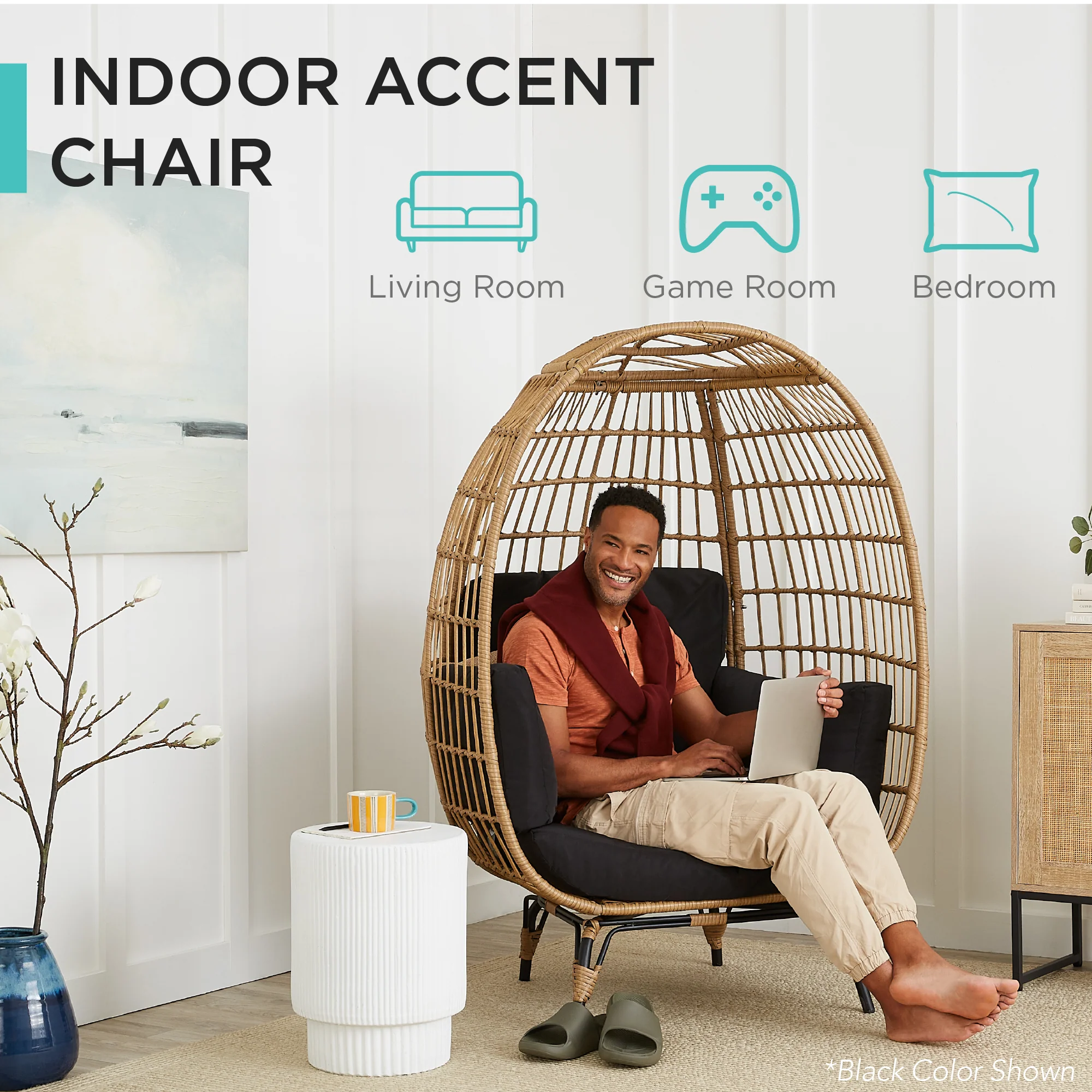 Wicker Egg Chair Oversized Indoor Outdoor Patio Lounger - Image 24