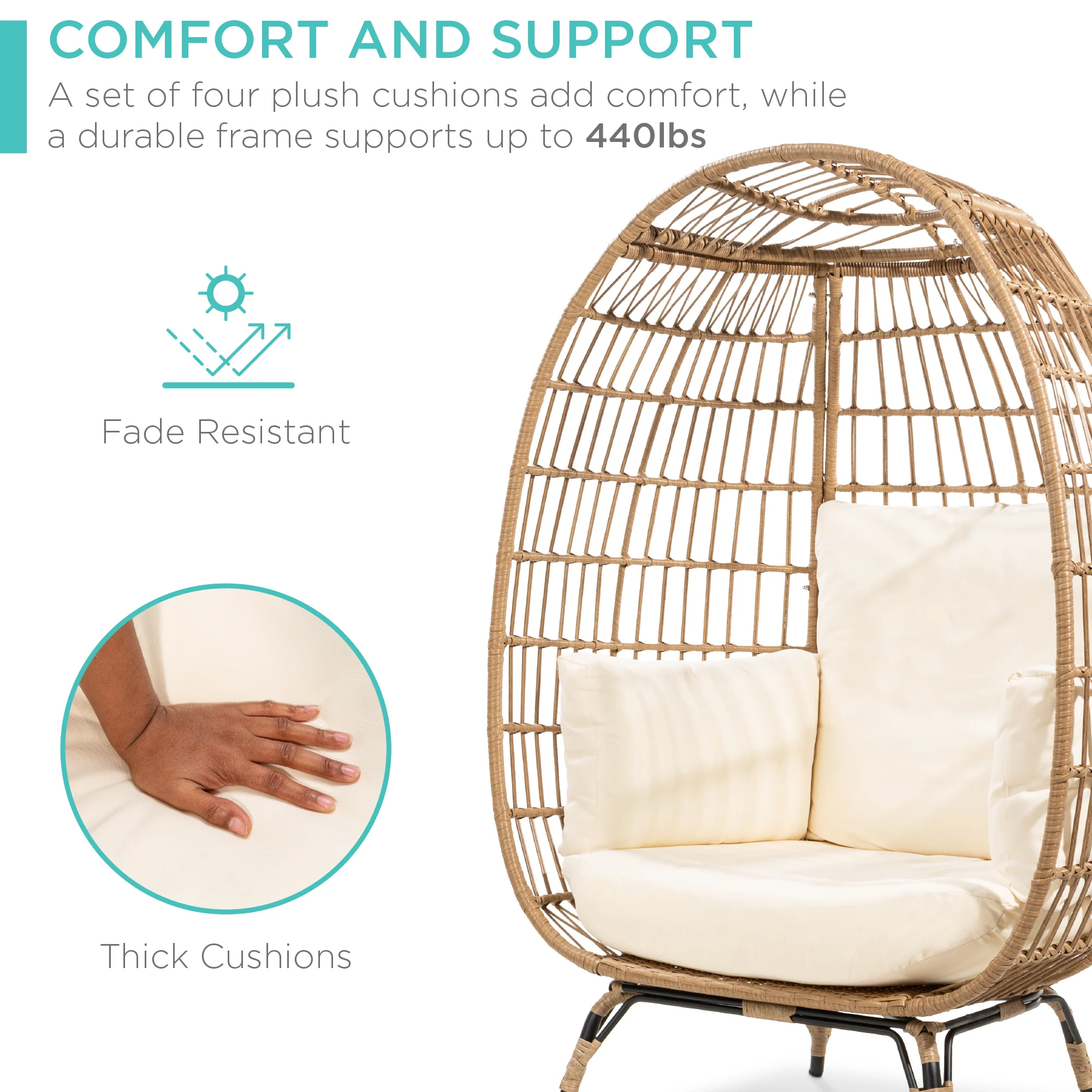 Wicker Egg Chair Oversized Indoor Outdoor Patio Lounger - Image 5
