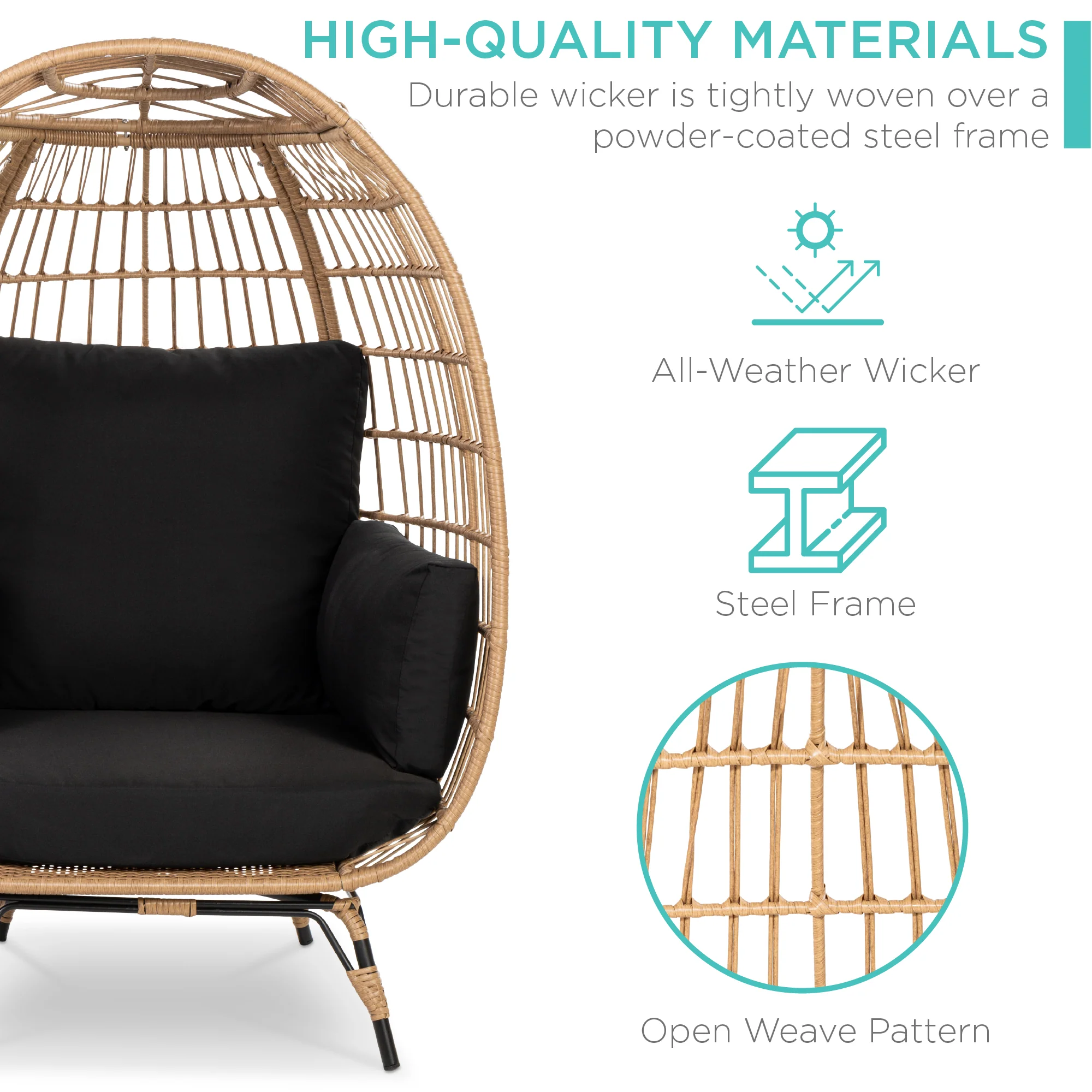 Wicker Egg Chair Oversized Indoor Outdoor Patio Lounger - Image 53