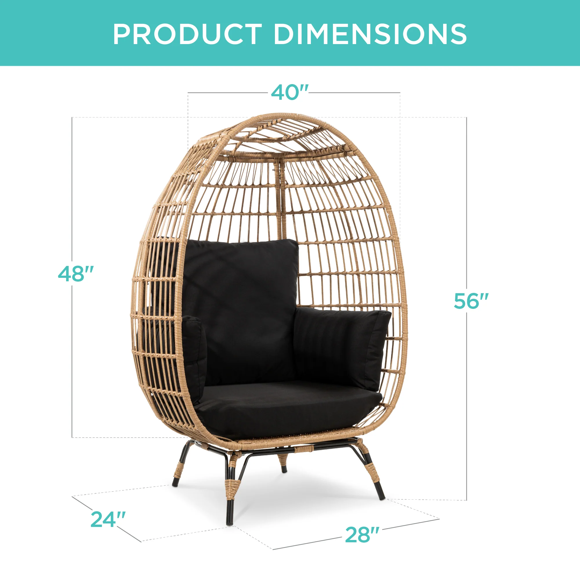 Wicker Egg Chair Oversized Indoor Outdoor Patio Lounger - Image 56