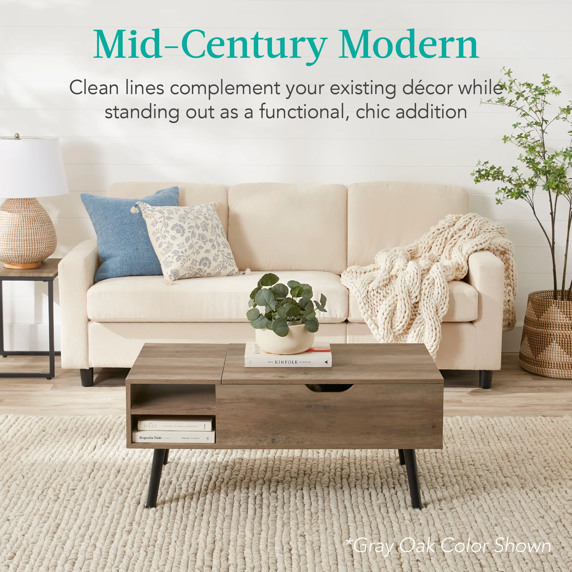 Wooden Mid-Century Modern Lift Top Coffee Table w/ Removable Shelf - Image 23