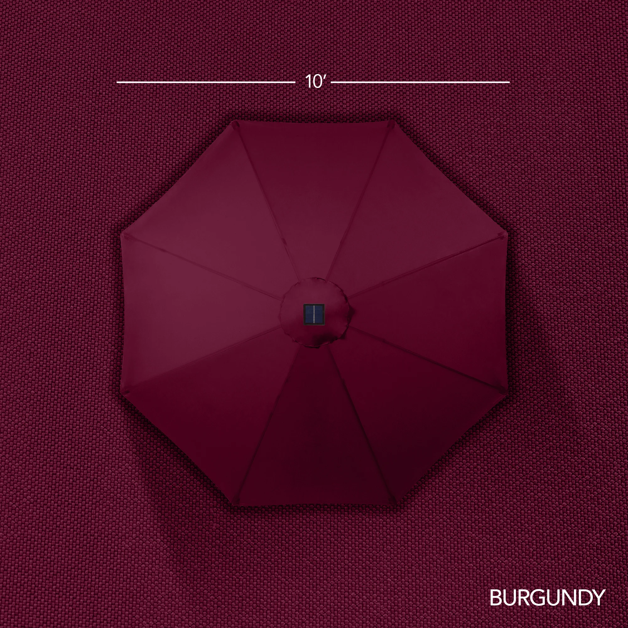 Woodgrain Pattern Solar LED Lighted Patio Umbrella w/ Adjustable Tilt - 10ft - Image 9