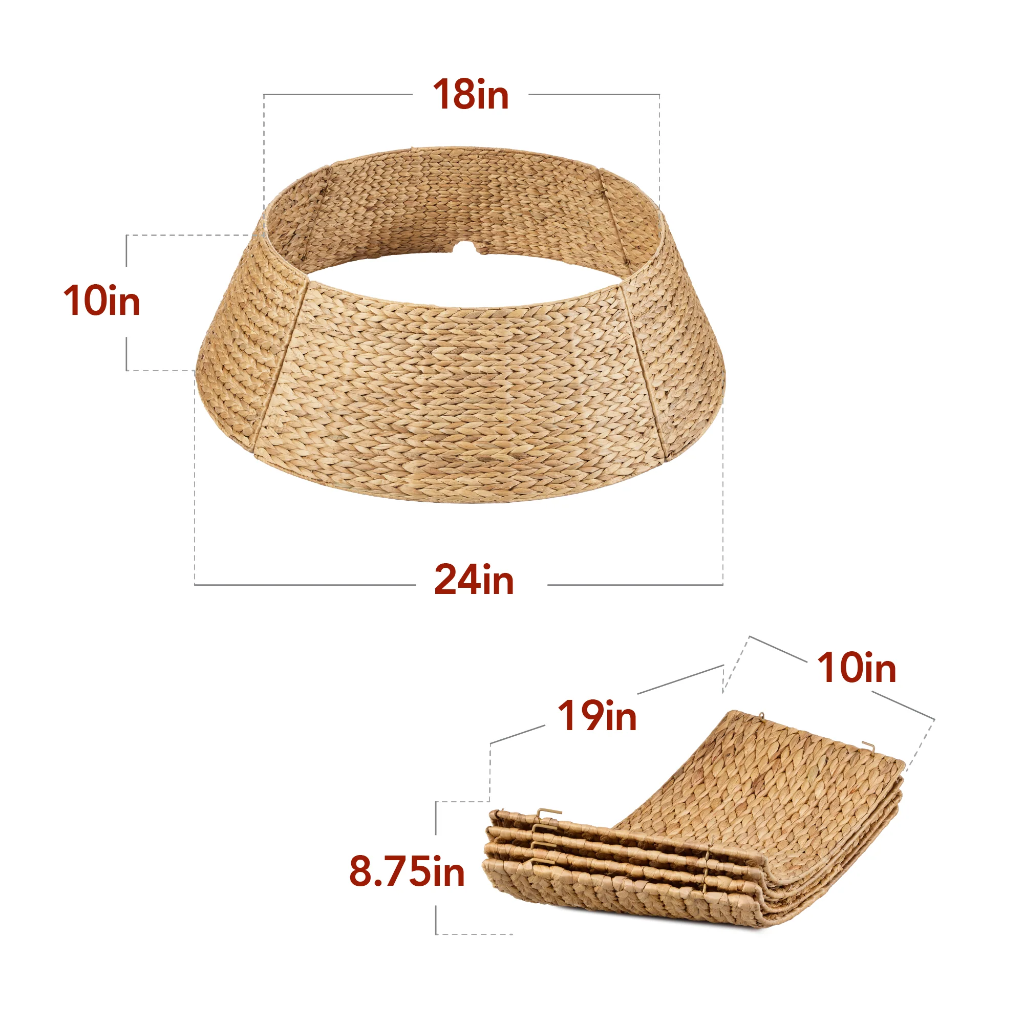 Woven Hyacinth Christmas Holiday Tree Collar - 24in - Image 18