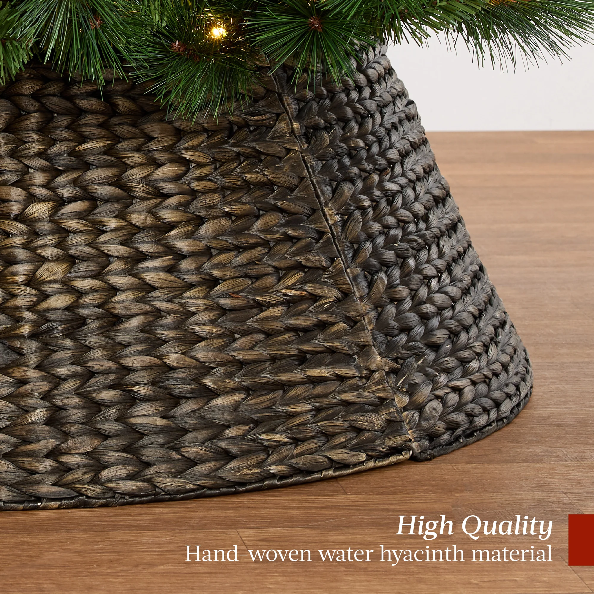 Woven Hyacinth Christmas Holiday Tree Collar - 24in - Image 25