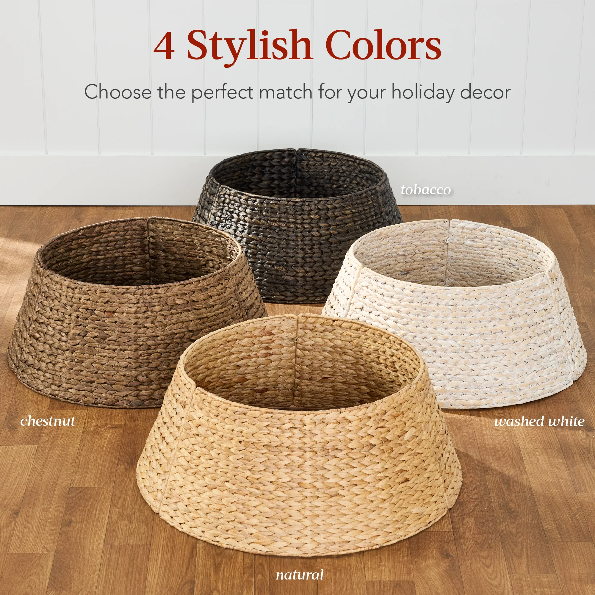 Woven Hyacinth Christmas Holiday Tree Collar - 24in - Image 8