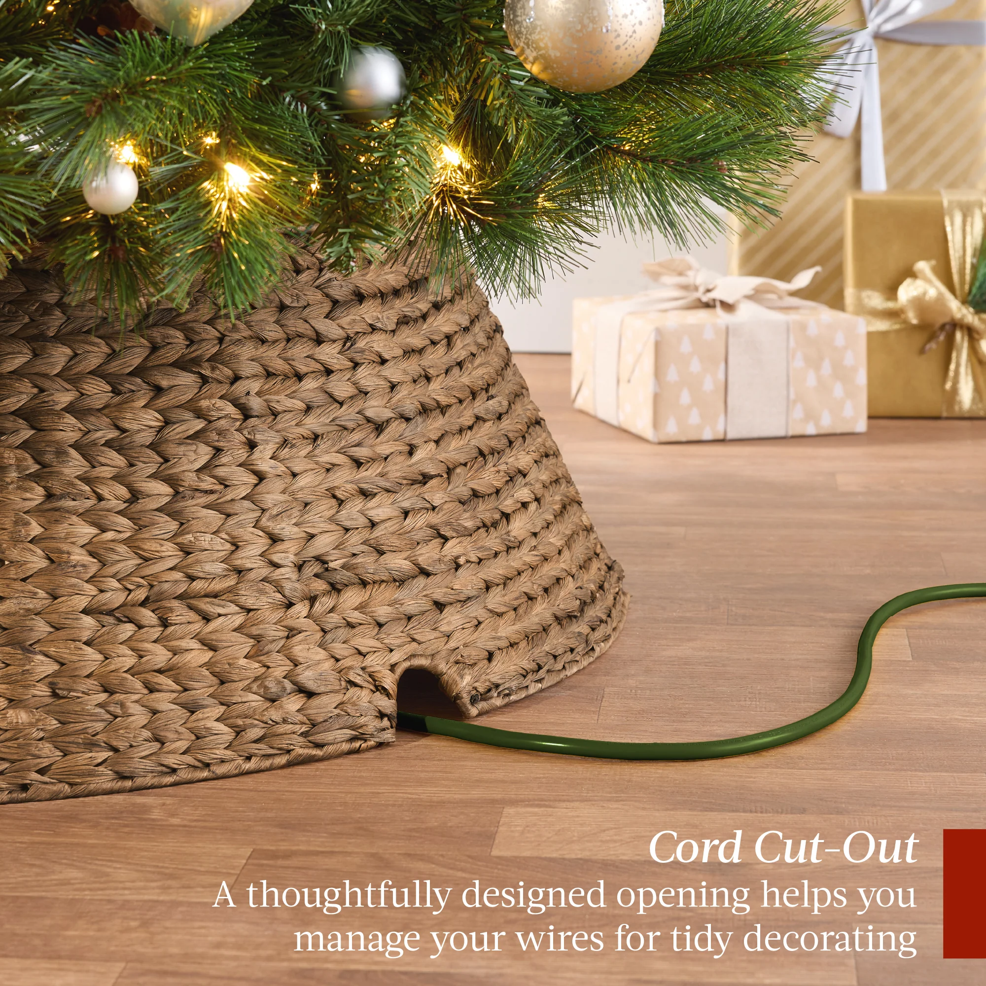 Woven Hyacinth Christmas Holiday Tree Collar - 36in - Image 12