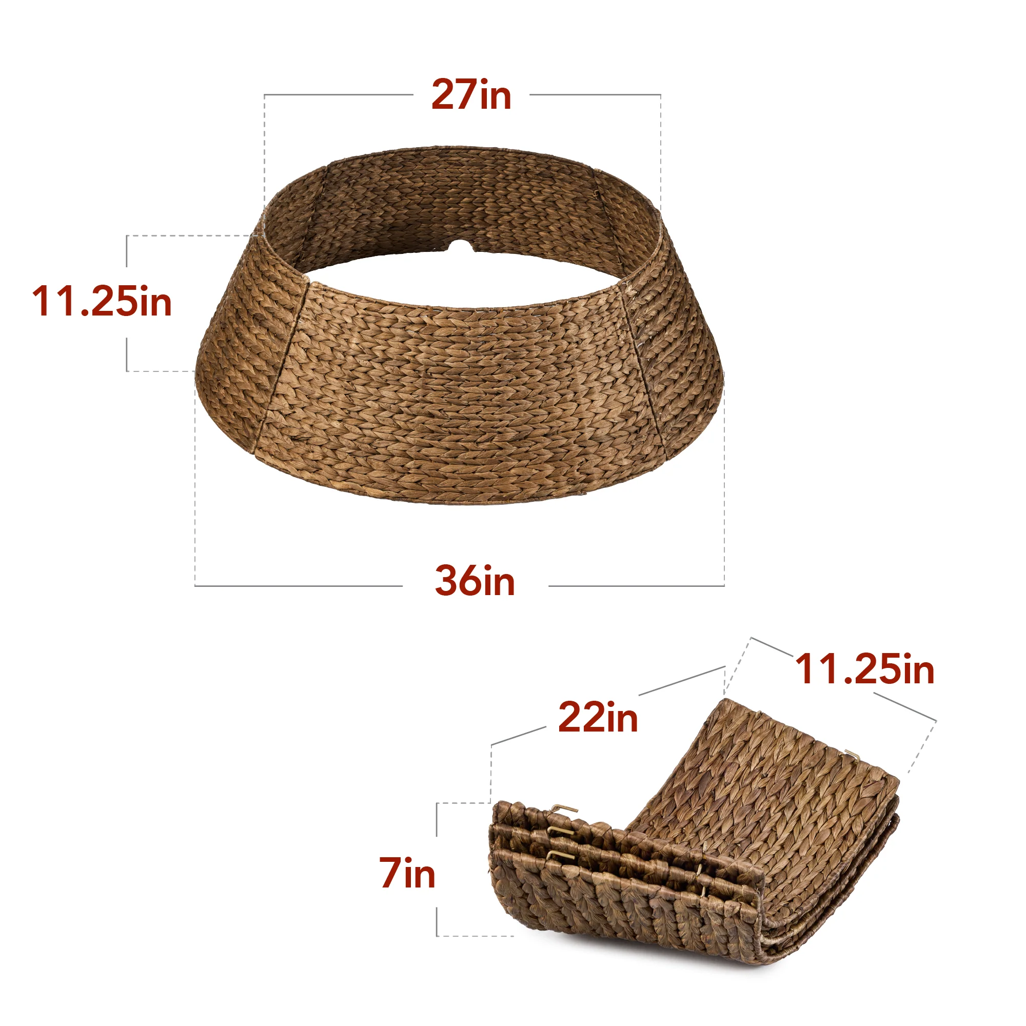 Woven Hyacinth Christmas Holiday Tree Collar - 36in - Image 18