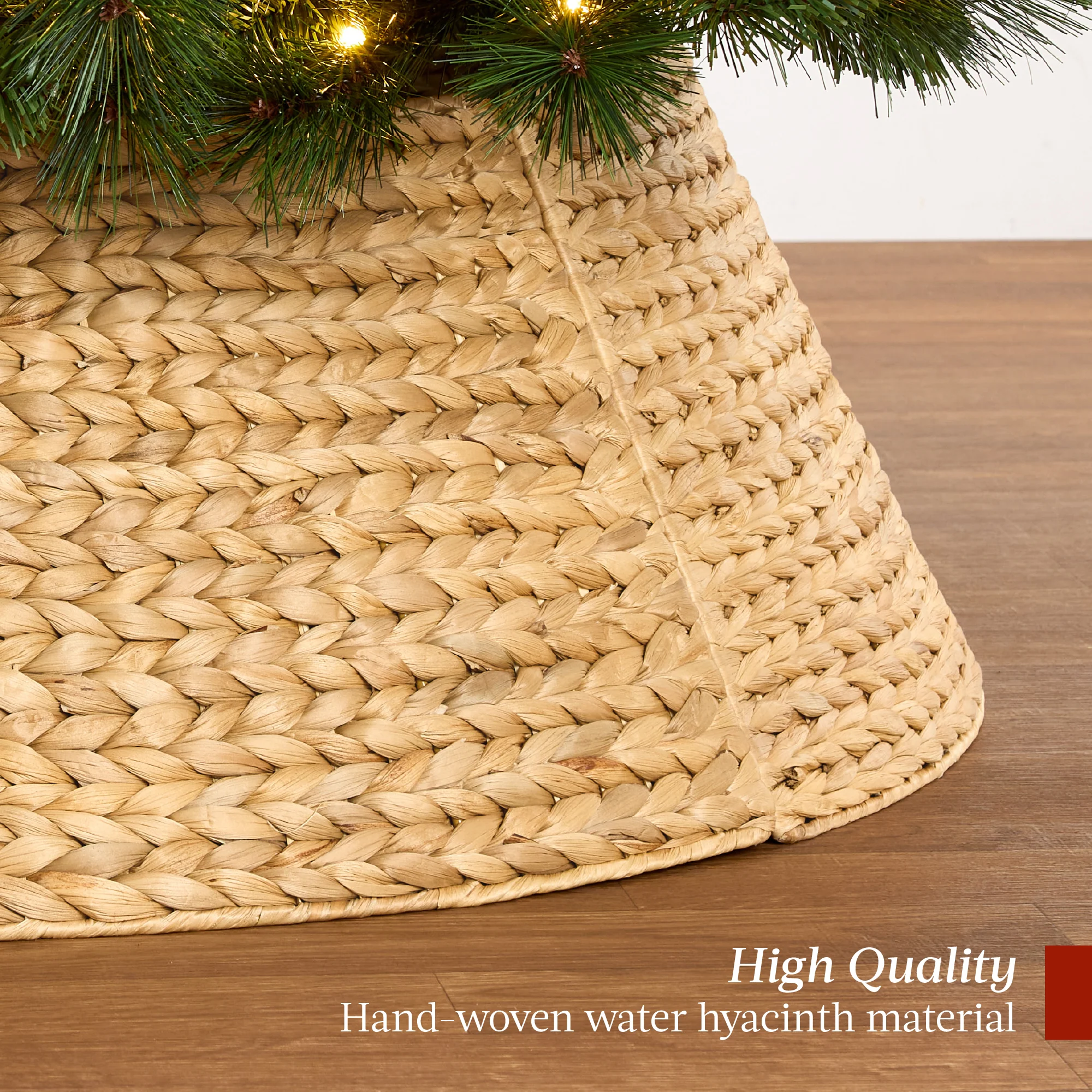 Woven Hyacinth Christmas Holiday Tree Collar - 36in - Image 25