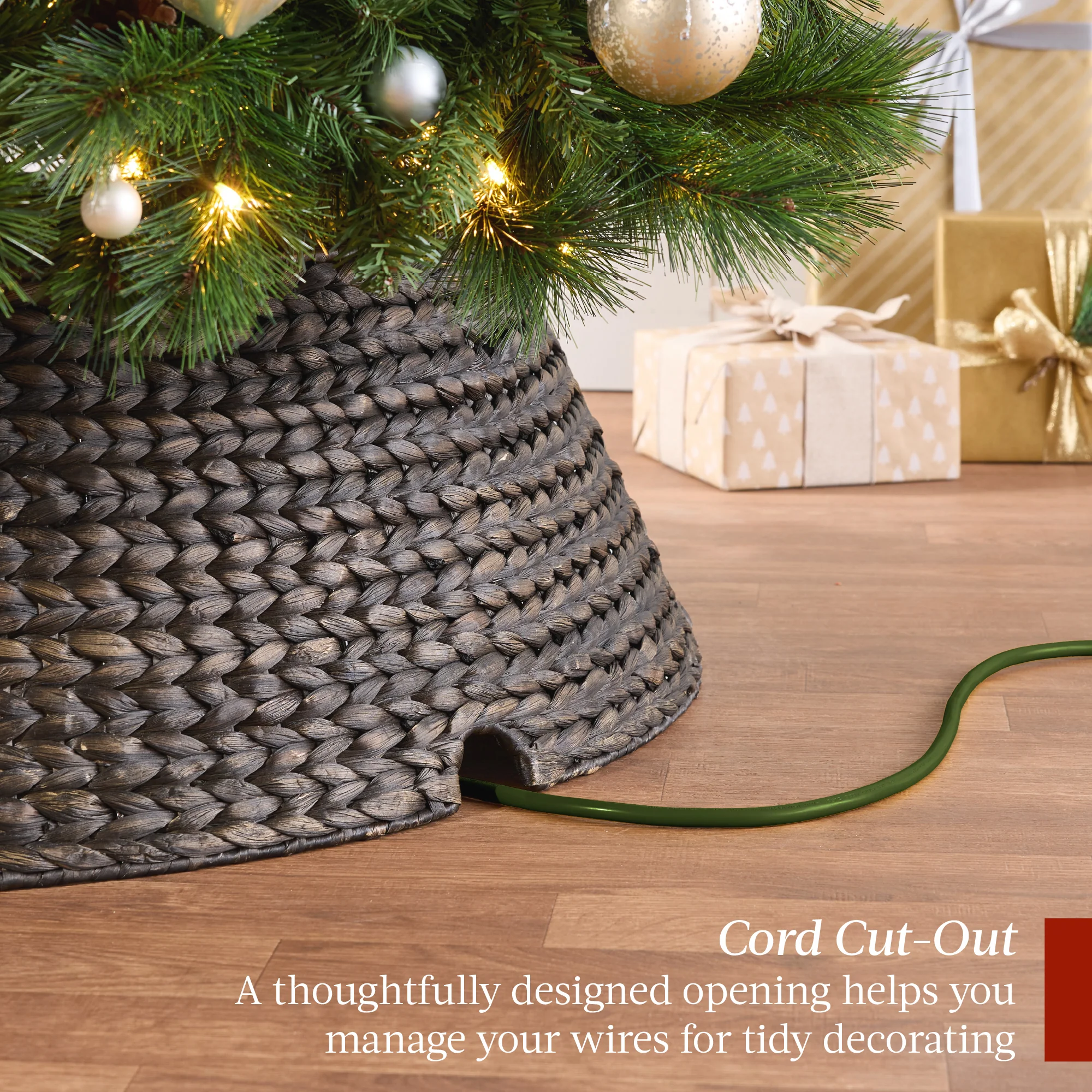 Woven Hyacinth Christmas Holiday Tree Collar - 36in - Image 3