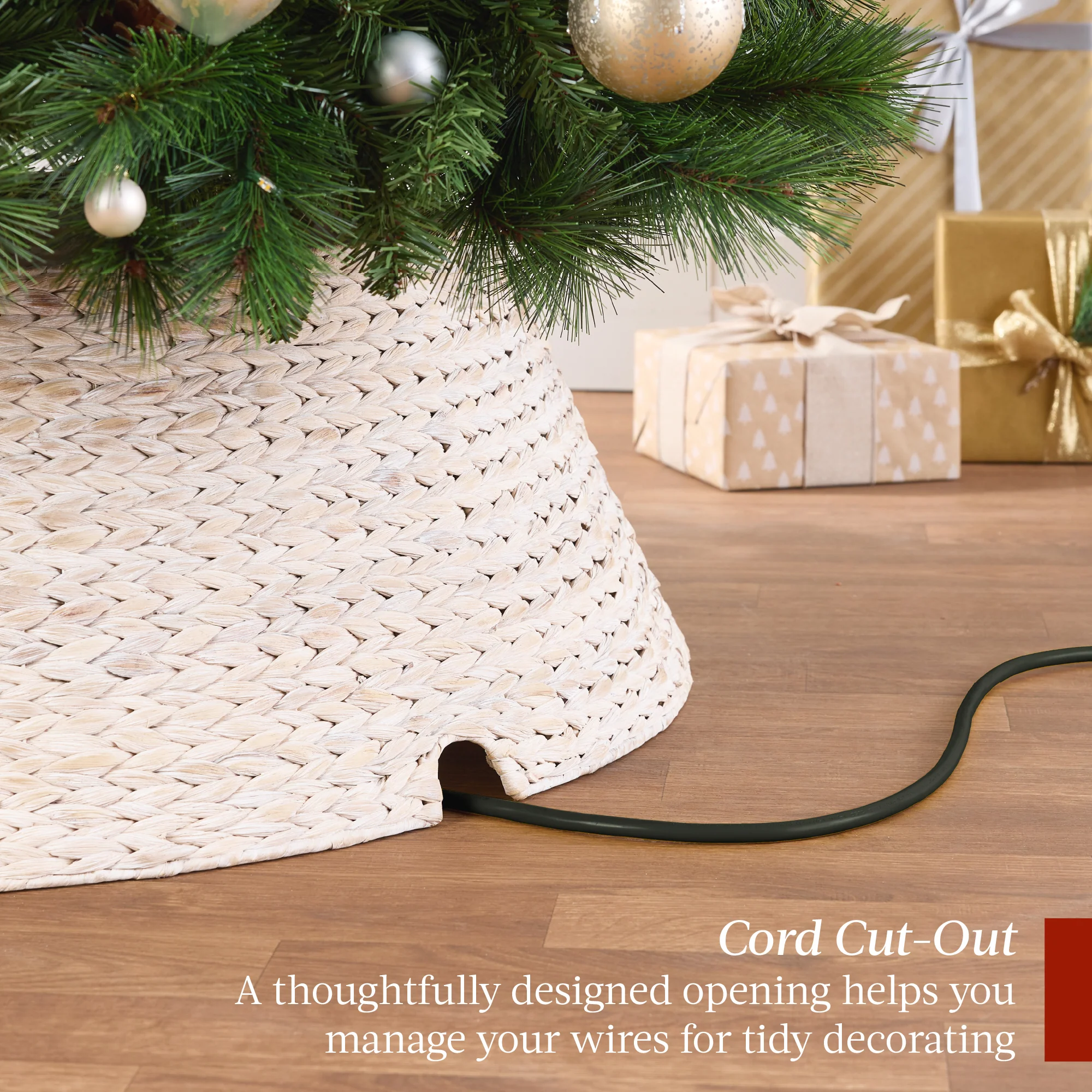Woven Hyacinth Christmas Holiday Tree Collar - 36in - Image 30