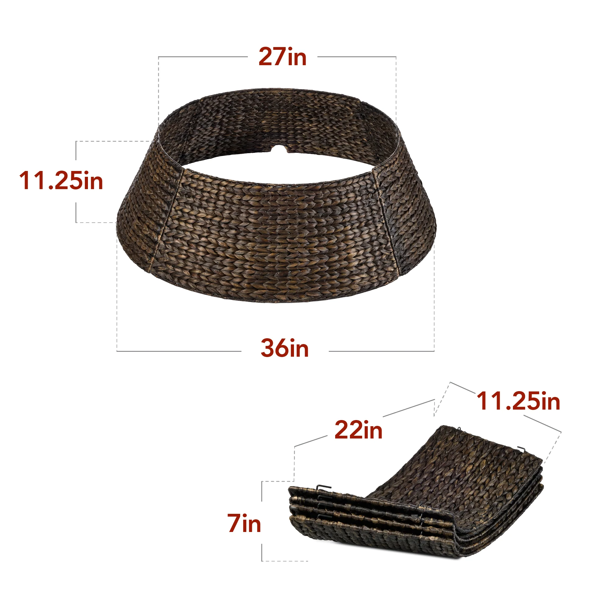 Woven Hyacinth Christmas Holiday Tree Collar - 36in - Image 9