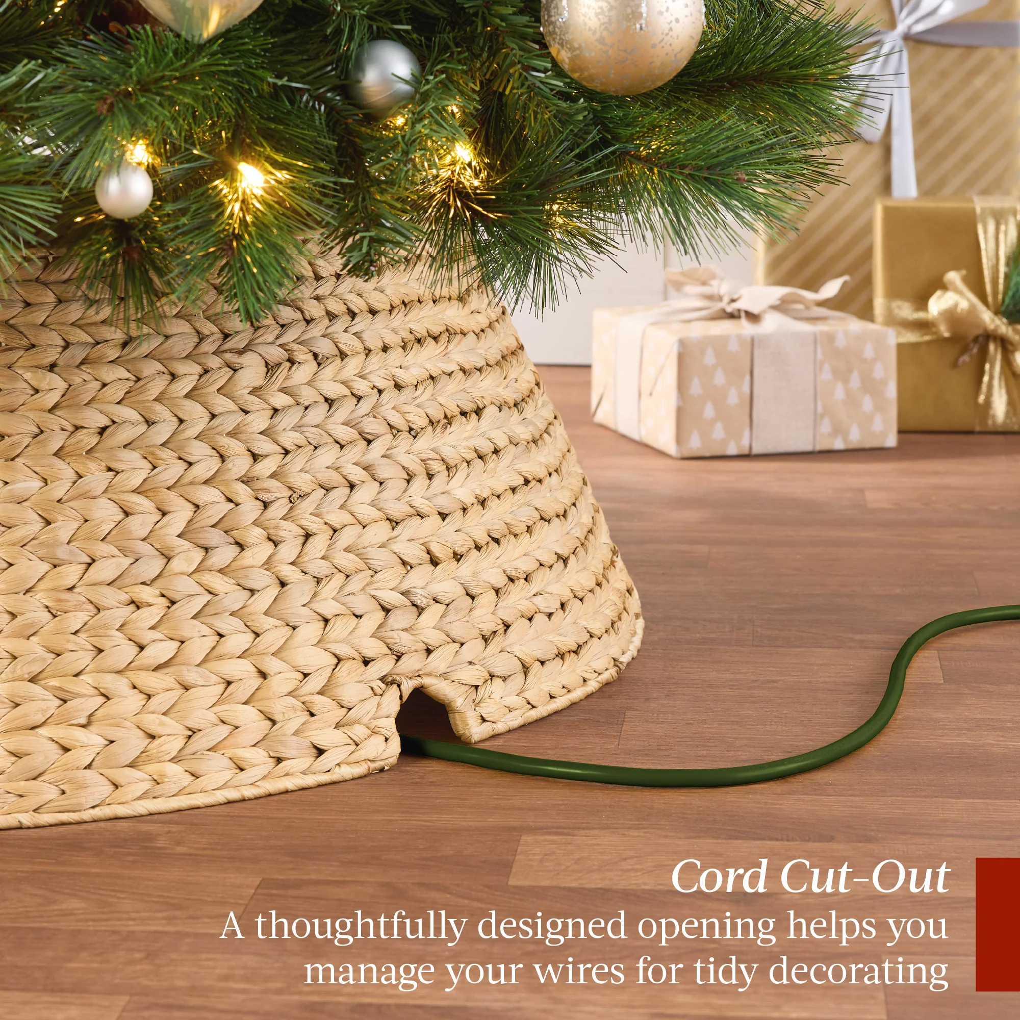 Woven Hyacinth Christmas Holiday Tree Collar - 42in - Image 30