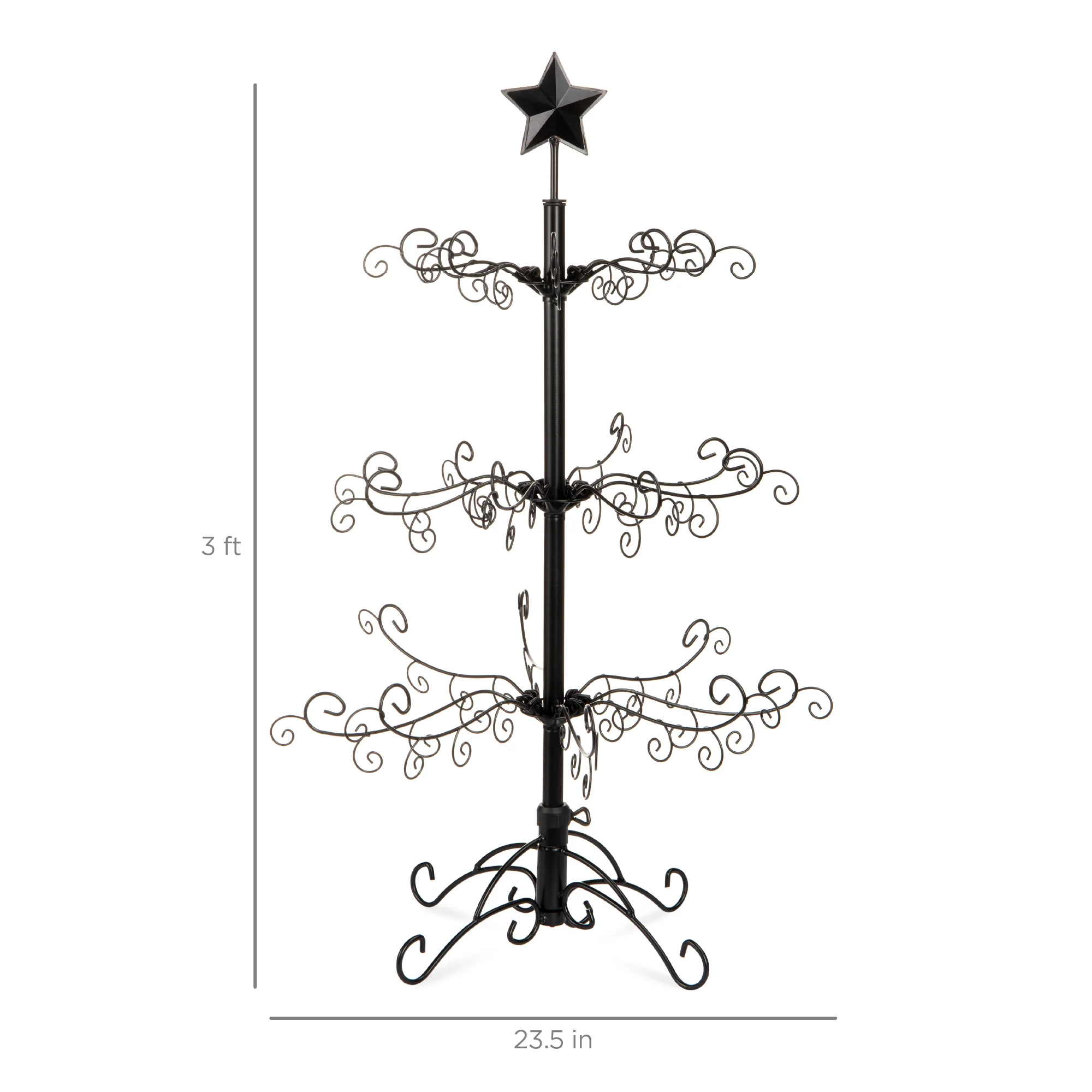 Wrought Iron Christmas Tree Ornament Display w/ Easy Assembly, Stand - 3ft - Image 14