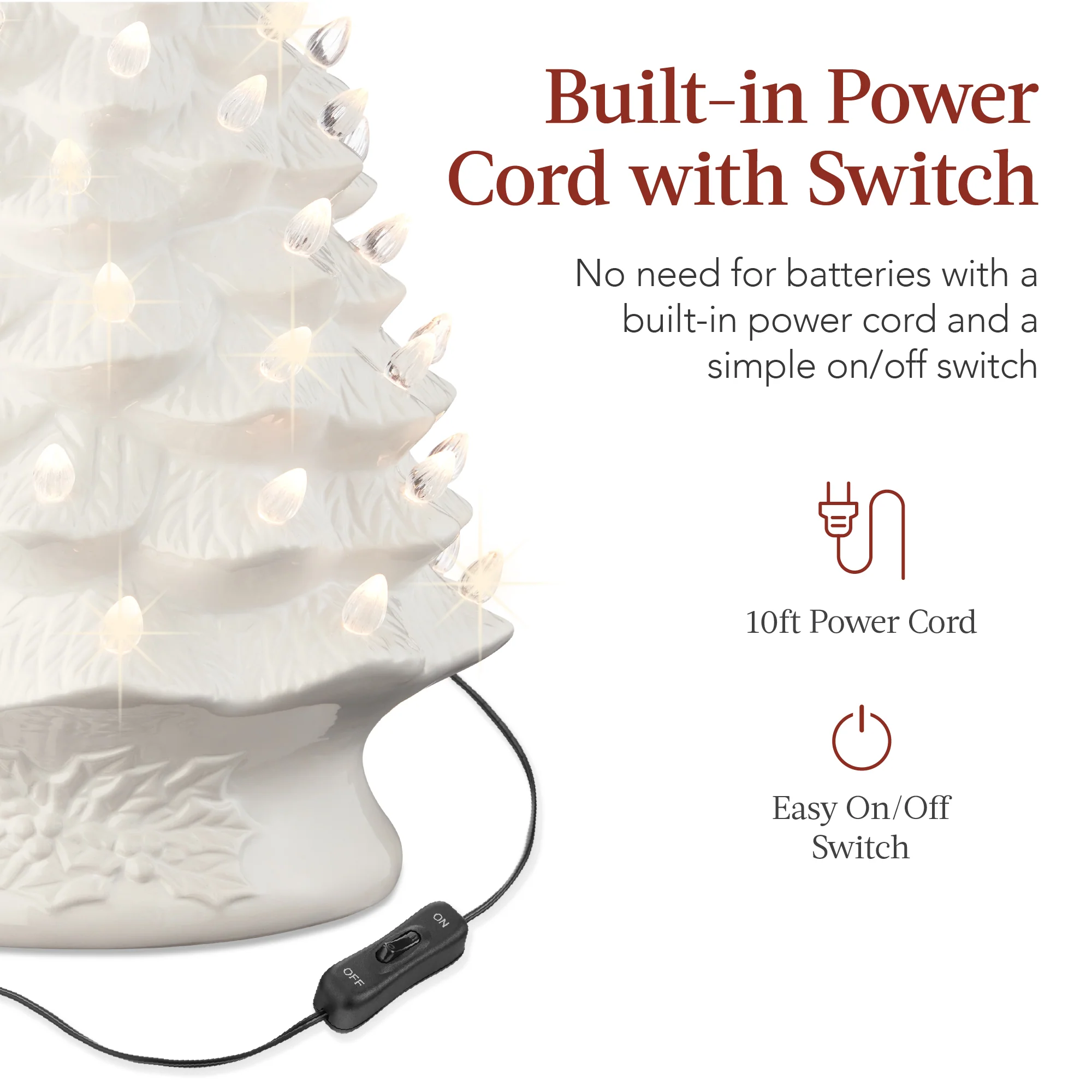 XL Pre-Lit Ceramic Christmas Tree Decoration w/ LED Light, Timer - 24in - Image 18