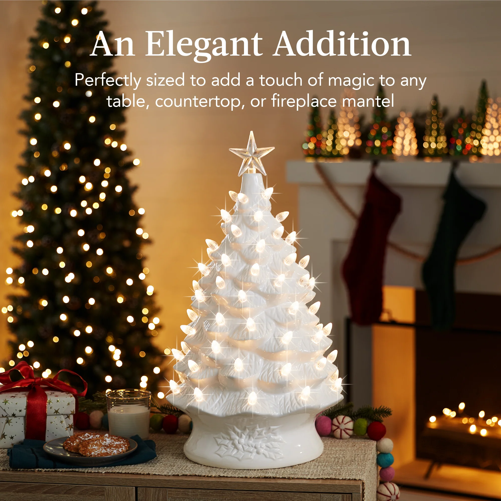 XL Pre-Lit Ceramic Christmas Tree Decoration w/ LED Light, Timer - 24in - Image 19