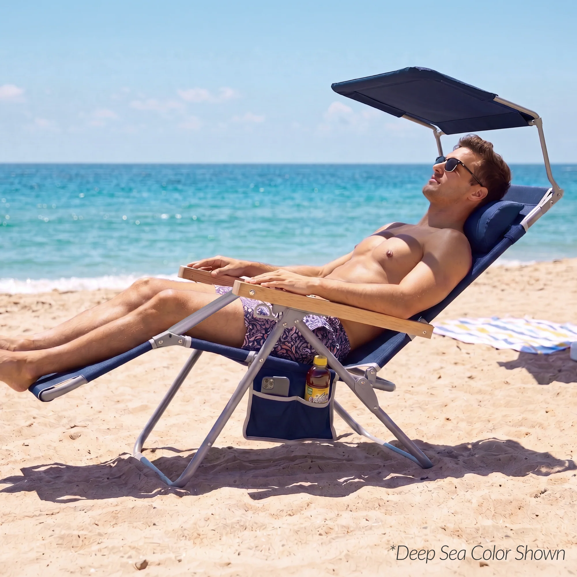 Zero Gravity Beach Chair with Adjustable Canopy and Carry Straps - Image 18