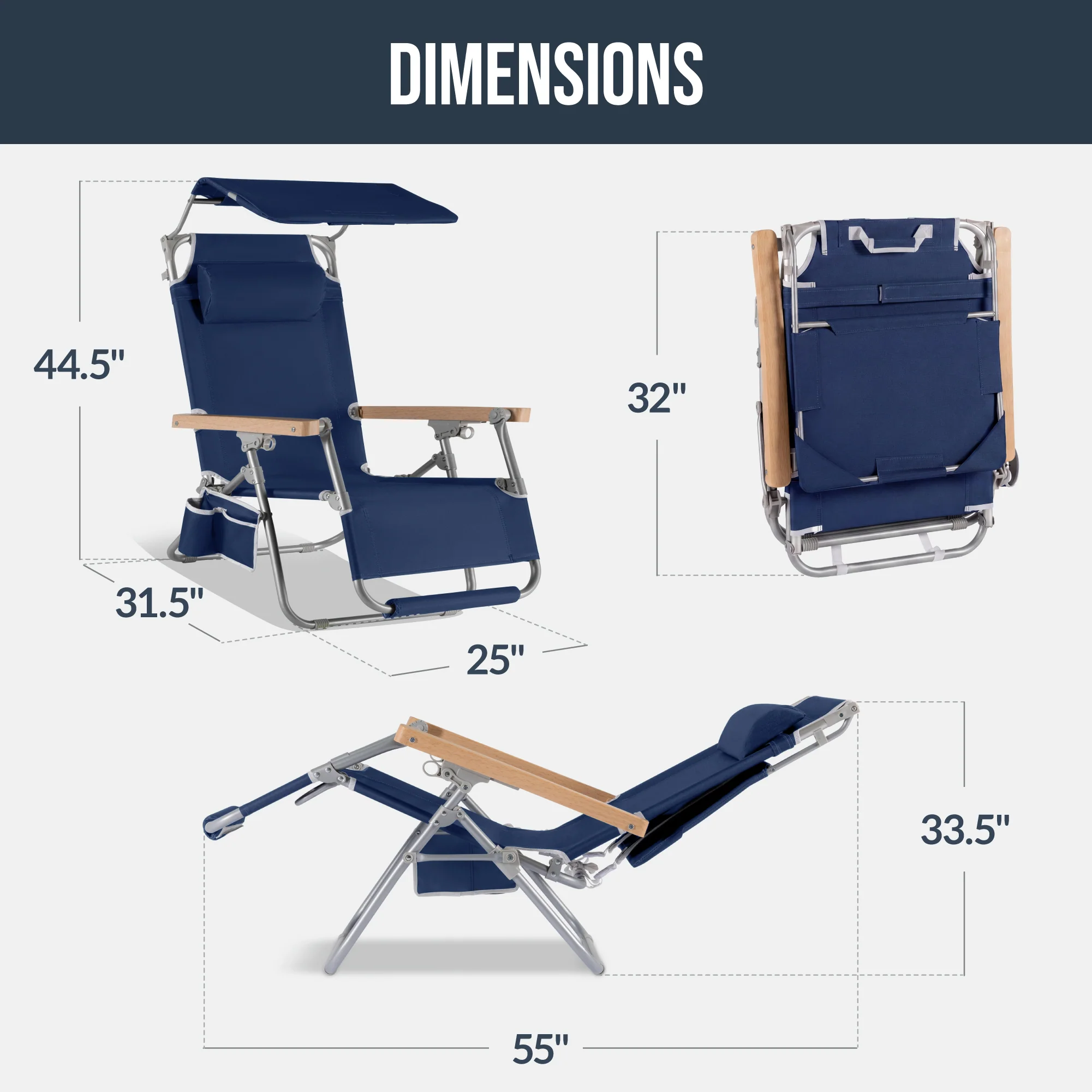 Zero Gravity Beach Chair with Adjustable Canopy and Carry Straps - Image 20