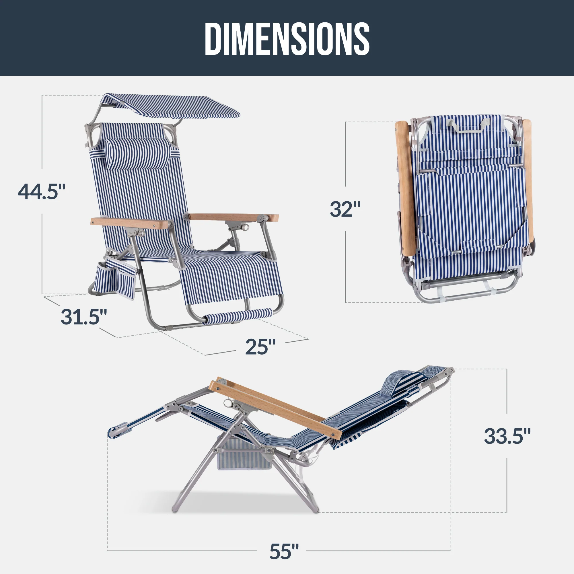 Zero Gravity Beach Chair with Adjustable Canopy and Carry Straps - Image 29